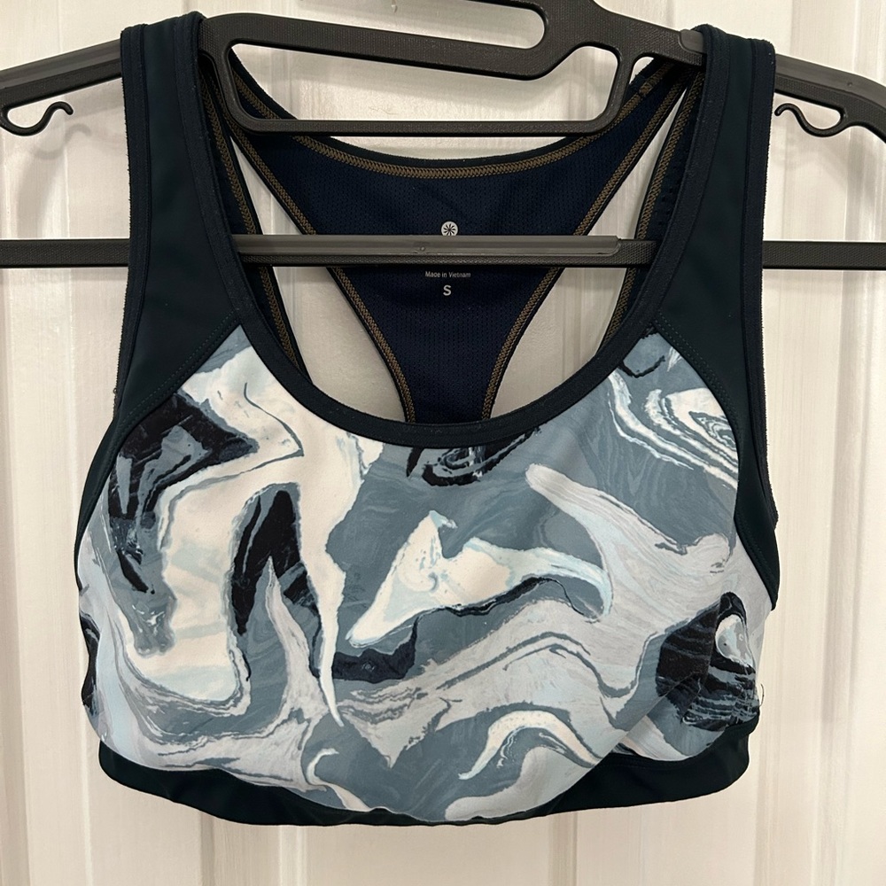 Athleta Size S Small Dark Green Marble Pattern Sports Bra - Picture 1 of 4